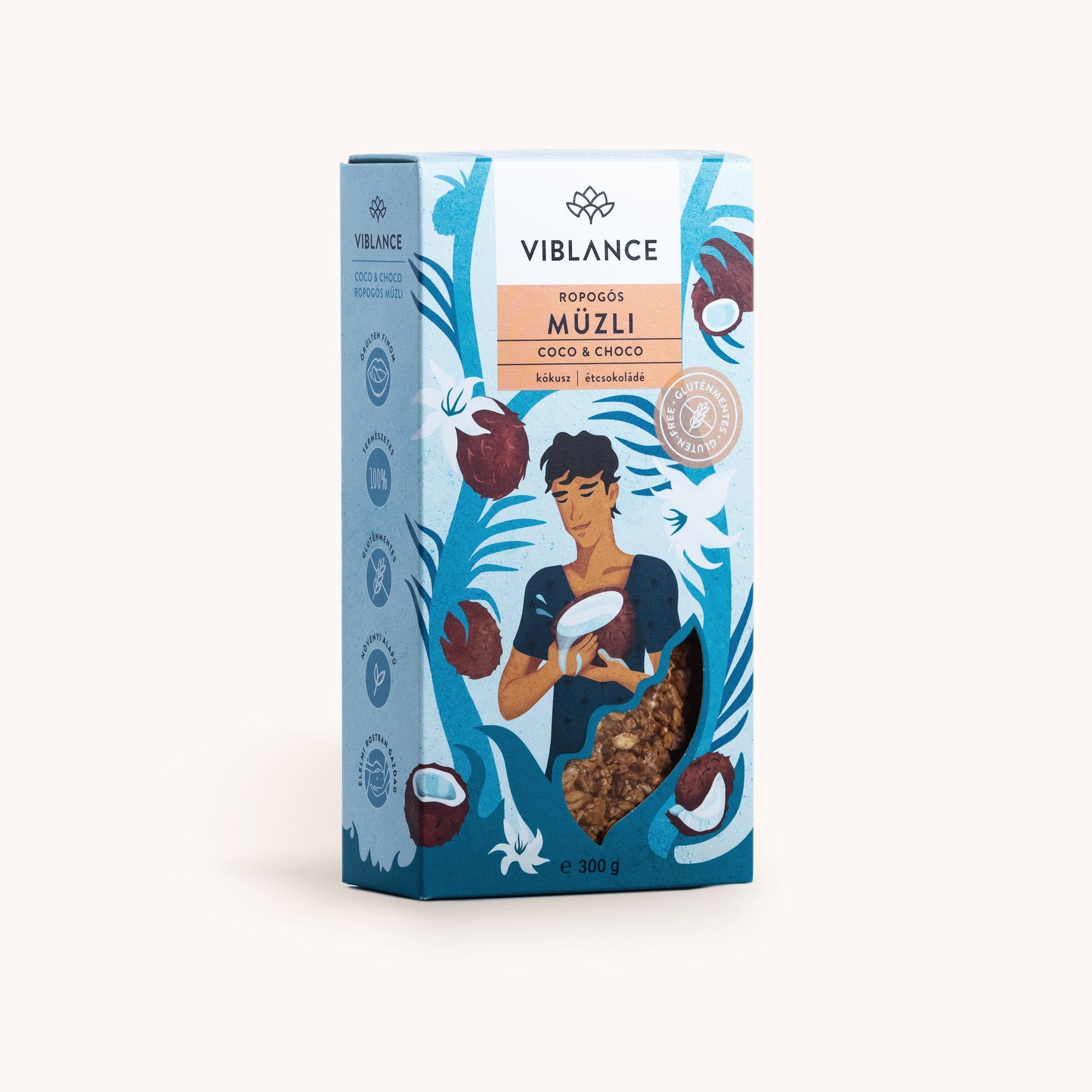 Viblance Bezlepkové chrumkavé müsli kokosovo čokoládové 300 g - 81724