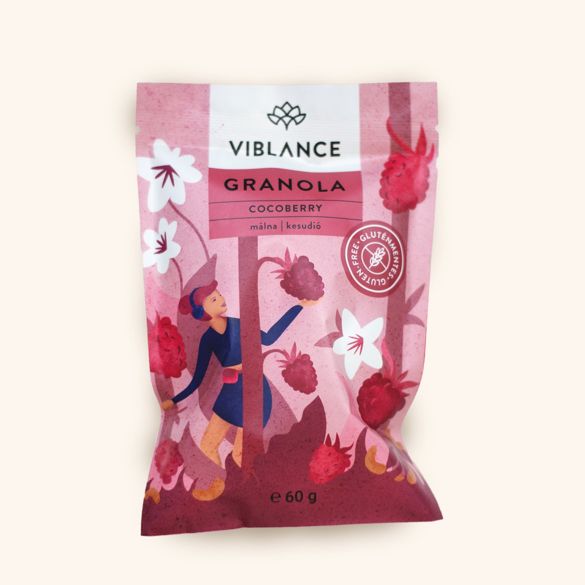 Viblance bezlepková granola s malinami a kešu orieškami 60 g - 90867