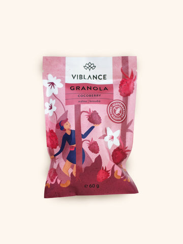 Viblance bezlepková granola s malinami a kešu orieškami 60 g - 90867