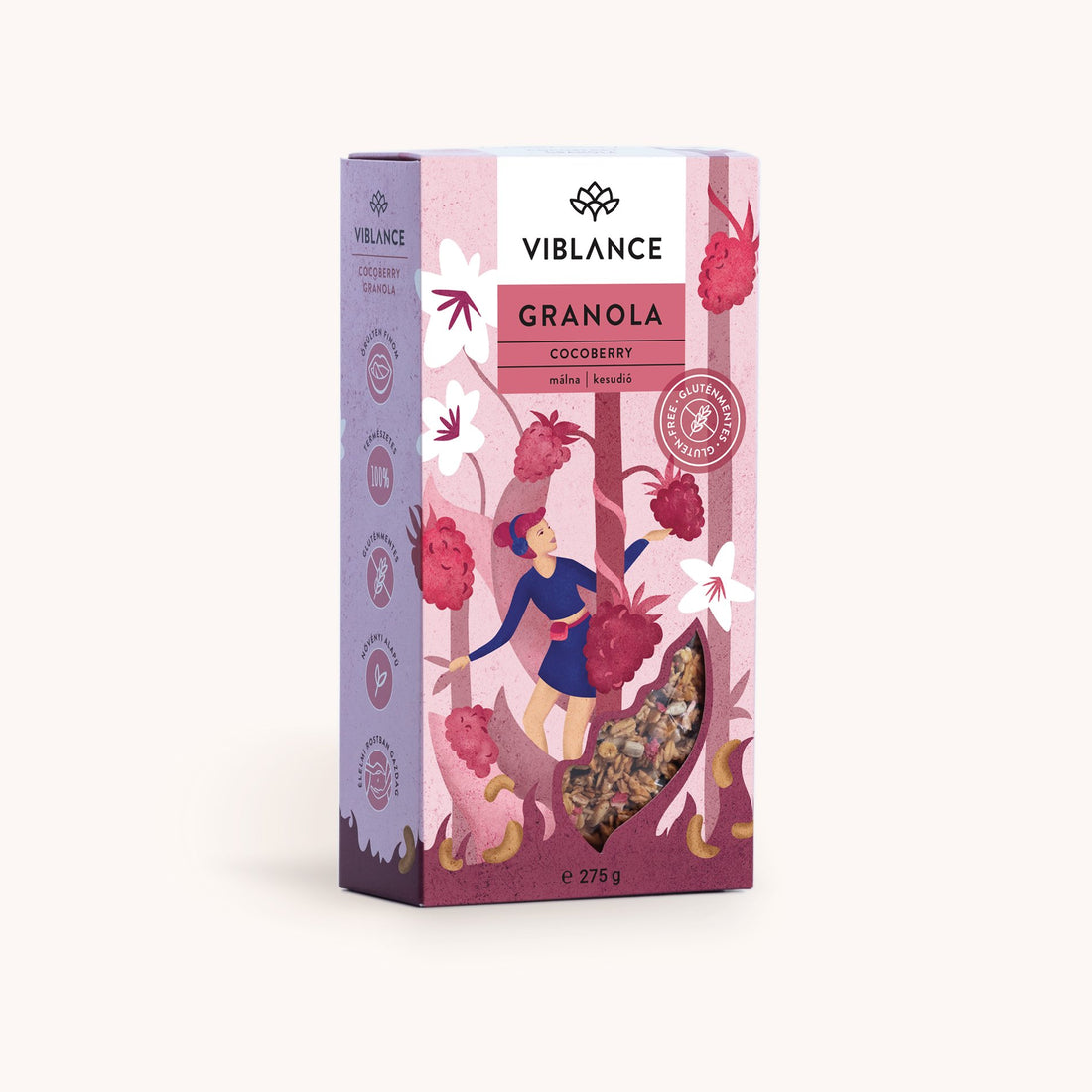 Viblance bezlepková granola s malinami a kešu orieškami 275 g - 86912