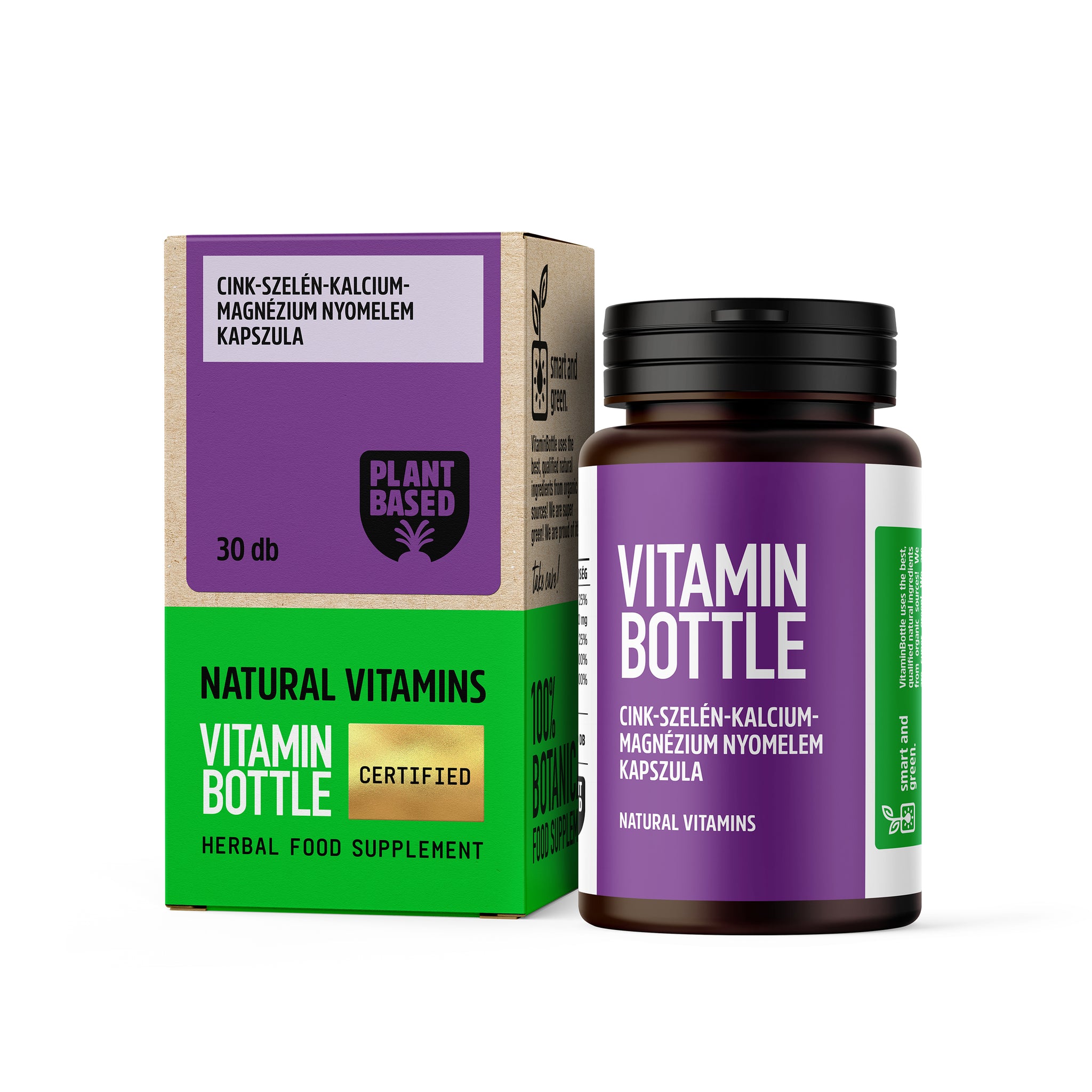 Vitamínová fľaša 30 kapsulok zinku, selénu, kalcia a horčíka