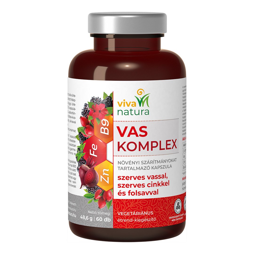 Viva natura Iron Complex s organickým železom, zinkom a kyselinou listovou 60 kapsúl - 95498