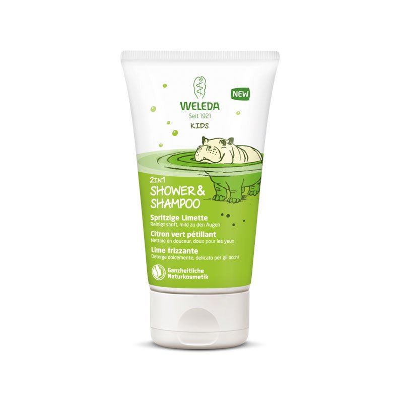 Weleda kids 2v1 limetkový sprchový gél a šampón pre deti 150 ml - 59101