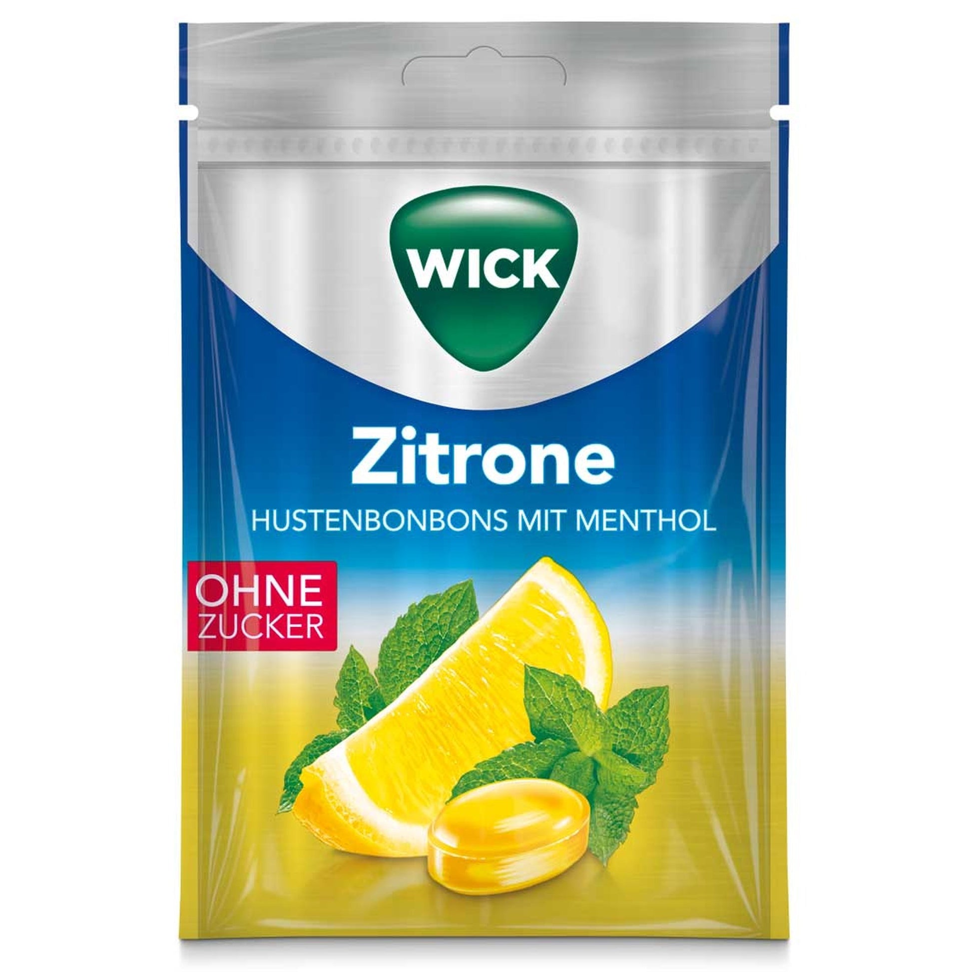 WICK  cukríky do hrdla s citrónom a mentolom bez cukru 72 g - 85290
